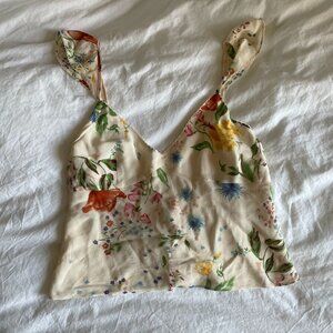 Reformation Cream Floral Top